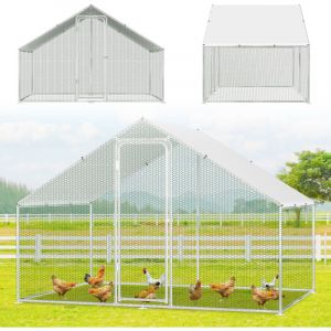 TolleTour Enclos poulailler grillag&eacute; 3x2x2m avec porte lat&eacute;rale et toit d&ocirc;me 6 m&sup2;