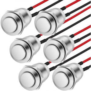 Lot de 6 interrupteurs &agrave; bouton-poussoir momentan&eacute;s de 12 mm, interrupteurs &agrave; bouton-poussoir &eacute;tanches filaires, mini interrupteurs &agrave; bouton-poussoir