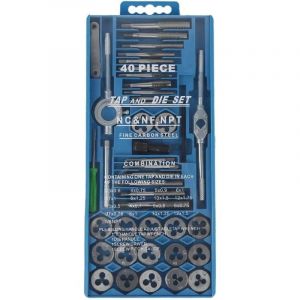 Coffret de 40 Pièces Tarauds et Filières en Acier Allié au Tungstène Métrique Taraud et Filière Vis Outils de Coupe Kit de Filetage de Forage Conique