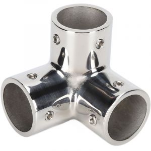 Raccord en T &agrave; 3 voies en acier inoxydable 316 poli miroir pour main courante de yacht, coude de tuyauterie &Phi;22 mm