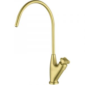 Robinet Cuisine Eau Potable Col de Cygne Robinet Mitigeur Evier Laiton Monotrou Rotatif 360&deg;,Or Bross&eacute;