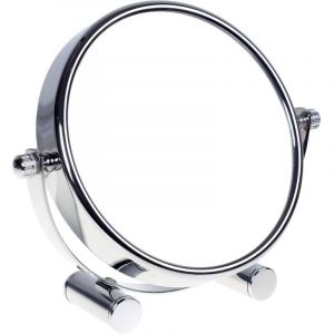Miroir cosm&eacute;tique sur Pied, Grossissement x5, Compact Miroir de Table, 6 inch, orientable sur 360&deg;, 100% et 500%, Chrome, Miroir de &Oslash; 15,3 cm