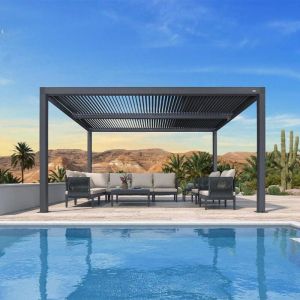 Purple Leaf - Pergola Bioclimatique 4,24 x 3 m Pergola Aluminium Lames Orientables Superficie 12,72 m² Tonnelle de Jardin Exterieur Belvédères pour