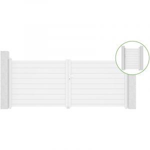 Casanoov - Portail battant 3,5m eiger H.140cm alu blanc + portillon eiger H140 blanc
