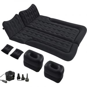 Lit gonflable 180 x 135 cm pour banquette arrière et coffre, matelas gonflable 2 personnes avec pompe à air électrique