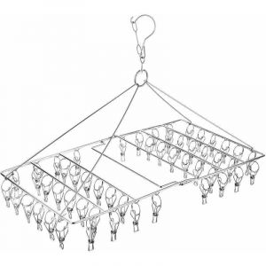 S&eacute;choir &agrave; Chaussettes Pliant avec 52 Clous, s&eacute;choir Rotatif en Acier Inoxydable, Crochet Coupe - Vent pour Chaussettes, sous - v&ecirc;tements, Lingerie,