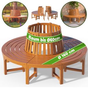 Banc de jardin rond &oslash; 160cm en bois d'eucalyptus Certifi&eacute; fsc&reg; robuste banc circulaire tour d'arbre banquette ronde - Casaria