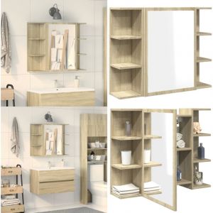 Vidaxl - Armoire &agrave; miroir de bain Ch&ecirc;ne sonoma 80x20,5x64 cm Agglom&eacute;r&eacute; - Meuble De Salle De Bain - Armoire Murale - Meuble Lavabo - Rangement Salle