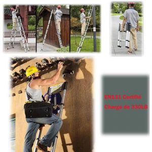 &eacute;chelle multifonction de 3,8 m&egrave;tres, &eacute;chelle t&eacute;lescopique, &eacute;chelle pliante en acier inoxydable, &eacute;chelle de sol, &eacute;chelle multifonction pliante