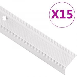 Nez de marche forme en L 15 pcs aluminium 90 cm argenté vidaXL