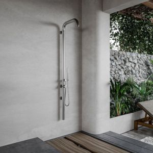 Fortifura Original Colonne de douche murale avec douchette inox bross&eacute;