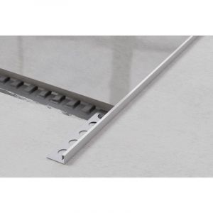 Ilcom - Profil d'angle j rectifié en acier inoxydable pour carrelage 1cm x 244cm - Argent satiné