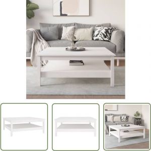 The Living Store - Table basse Blanc 100x100x40 cm Bois massif de pin - Table Basse Blanche - Meuble tv - Table D'appoint - Table Design - Bois Massif