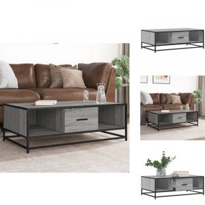 Table basse sonoma gris 100x57x35 cm bois d'ing&eacute;nierie et m&eacute;tal - Table Basse - Tables Basses - Table D'appoint - Bout De Canap&eacute;