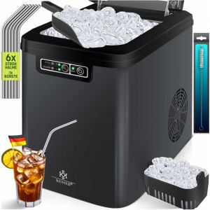 Machine à glaçons Machine à glaçons en acier inoxydable Ice Maker 12 kg 24 h Préparation en 7 min Réservoir d'eau de 2.2 litres 2 tailles de glaçons