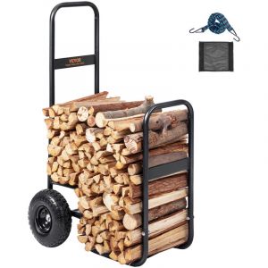 Mophorn - vevor Chariot Transport Bois de Chauffage Charge 113,4 kg Chariot de Buches de Bois Acier 67x52x110 cm Range Buche Interieur avec Roues