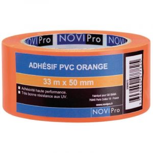 Adhésif - pvc orange - 33 mètres x 50 mm Novipro 171742 - lot de 3