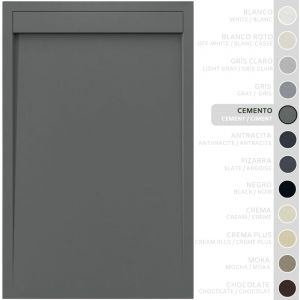 SOULBATH Receveur de Douche -R&eacute;sine -Gel Coat -Texture Lisse/Pierre -Antid&eacute;rapant -Couleur Gris Ciment 140x90 Extra plat 3Cm Conception Minimaliste