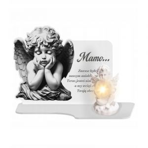 Bougie LED blanche premium XL Ange &Eacute;ternel Ange pour monument, cimeti&egrave;re et tombe