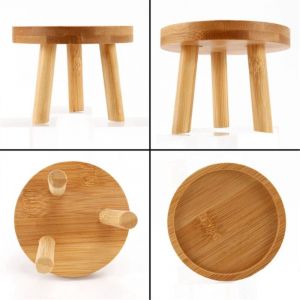 Tlily - Support de plante en bois Pot fleur support base tabouret haut balcon succulente étagère à fleurs ronde pour intérieur extérieur