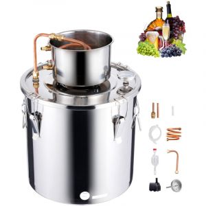 Mophorn - Alambic à alcool, distillateur d'eau et d'alcool en acier inoxydable de 30 l avec serpentin en cuivre. Kit de fermentation et de raffinage
