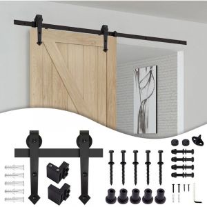 Tolletour - Système de porte coulissante Ensemble d'accessoires pour Rail au sol Rail de porte à rouleau en bois Verre 150kg Pfeil 183CM
