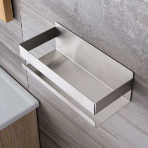 Chariot de douche auto-adhésif sans perçage, étagère de salle de bain en acier inoxydable SUS304 (argent)
