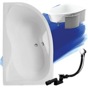 Baignoire Bain d'angle 170x110 Gauche avec des panneaux en polystyrène, Siphon de bain et pieds (support) - Set 4en1 - Fabriqué en ue Badland dora