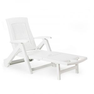 Chaise Pliante Avec Roues. Couleur: Blanc 72x195x101cm Modèle: Zircone Ipae Progarden