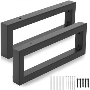 2 Pcs Pied de Table Metal Noir, Pied de Bureau, Pieds de Table a Manger, Pieds de Meubles Rectangulaires pour Plan de Travail Maison Bureau Salle &agrave;