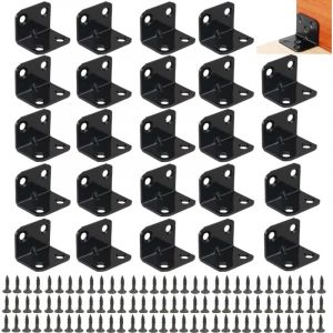 24 Pi&egrave;ces &Eacute;querre d'assemblage 90 Degr&eacute;s &agrave; Angle Droit, &Eacute;querre de Fixationen Forme de L avec 100 Vis, &Eacute;querre de Assemblage Renforc&eacute;e Inox, pour