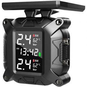Pour Moniteur de Pression des Pneus &agrave; &eacute;Nergie Solaire TPMS pour Moto, Syst&egrave;Me de Surveillance de la Pression des Pneus en Temps R&eacute;El, Capteur de