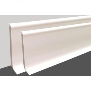 Plinthe PVC Blanche robuste hauteur 8 cm ou 10 cm, Plinthe plastique de longueur 2 m&egrave;tres, Plinthe vinyle &eacute;paisse (Blanc, Hauteur 80 mm x Longueur 8