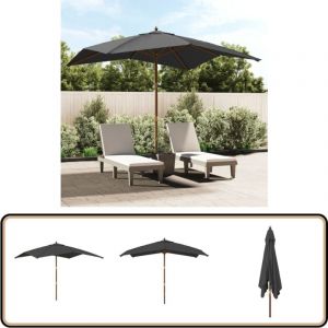 Parasol de jardin avec mât en bois anthracite 300x300x273 cm - Parapluie De Jardin - Parasol Extérieur - Parasol Rectangulaire - Parasol Anthracite