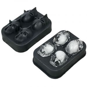 Moule &Agrave; Gla&ccedil;ons Cr&acirc;ne,1 pi&egrave;ces 3D Gla&ccedil;ons Tete De Mort en Silicone,Bacs &agrave; Gla&ccedil;Ons Cr&acirc;ne avec couvercle,Adapt&eacute;s Au Aux Cocktails,Chocolat
