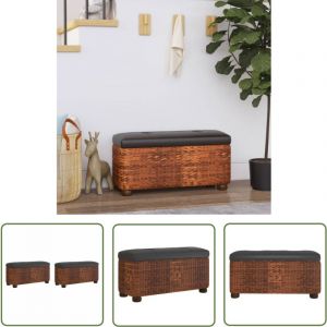 The Living Store - Bancs de rangement lot de 2 et coussin marron 69 cm quenouille - Banc Coffre - Banc Rangements - Meuble Entr&eacute;e - Banc Design