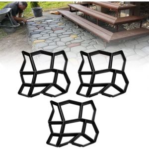 Beijiyi - Lot de 3 moules à pavés d.i.y - 43 x 43 x 4 cm - Pour béton, trottoir, pavés, dalles de terrasse