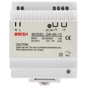 Ulisem Transformateur modulaire monobloc pour sonnette vid&eacute;o 12V/5.0A, DR-60-12 Alimentation 100-240V Alimentation professionnelle pour