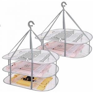 S&eacute;choir &agrave; v&ecirc;tements pliable, coupe-vent, pliable avec bande de fixation, porte-linge pliable pour pull &ndash; ext&eacute;rieur, int&eacute;rieur, portable (2 tailles)