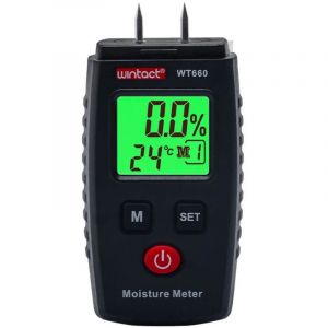 Testeur Humidité, Détecteur d'Humidité à Broche avec 5 Modes, Écran LCD avec rétroéclairage vert, Détecteur de Moisissures pour Bois et Matériaux de