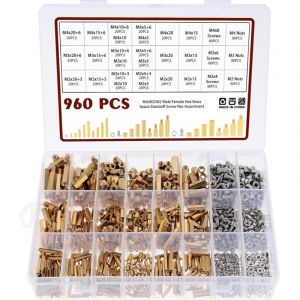 960 Pcs Laiton Hex Colonne Entretoise Entretoise &Eacute;crou,M2 M3 M4 Brass Spacer Noix Hexagonales,Entretoises Hexagonales