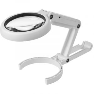 Loupe Lumineuse LED 5X 10X avec Support &ndash; Loupe de Bureau &agrave; Main Grossissante 75 mm + 19 mm &ndash; Id&eacute;al pour Horlogerie, &Eacute;lectronique et Extension de Cils