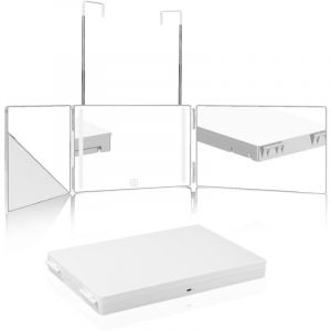 Digitalab - Miroir 3 faces pliable avec led Miroir led 360° Pour Le Maquillage Peignage Coupe Cheveux Blanc