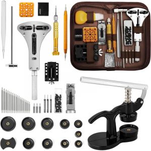 Coavas - Kit de R&eacute;paration de Montre+Presse de Bo&icirc;tier Montre, Ensemble D'outils de Barre de Ressort Professionnel, Outil Montre pour Fermeture La