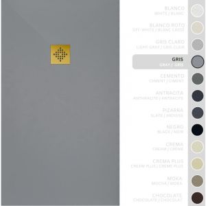 SOULBATH Receveur de Douche -R&eacute;sine -Gel Coat -Texture Lisse/Pierre -Antid&eacute;rapant -Couleur Gris - 60X60- Extra plat 3cm. Bonde de Vidage incluse