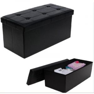 Basetbl - Canapé Pouf avec coffre de rangement - - Noir - Simili cuir - 76 x 38 x 38 cm noir noir