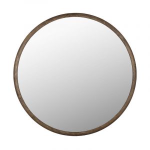 Dutchbone - Miroir rond en bois &oslash;80cm - Bois fonc&eacute; - Gale