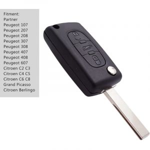 2 pcs Coque Cl&eacute; Peugeot 207, Compatible pour Peugeot 207 307 407 208 308 408, Citro&euml;n C2 C3 C4 C5 Berlingo Grand Picasso, Boitier Cl&eacute; 407,