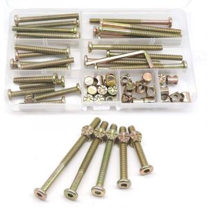 Kit de vis et écrous pour cadre de lit, pièces de berceau, jeu de 25 vis pour lit superposé M6-1x40mm/ 50mm/ 60mm/ 70mm/ 80mm / 80mm/Kit de meubles