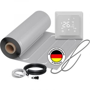 Chauffage au sol électrique pour pvc, parquet stratifié, vinyle Warmon alu 150 W/m² + Thermostat s 100 Intelligent WiFi Tactile blanc - 5 m²